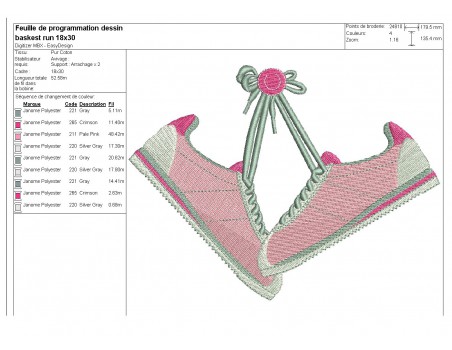 Motif de broderie machine baskets running