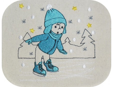 Motif de broderie machine petit patineur