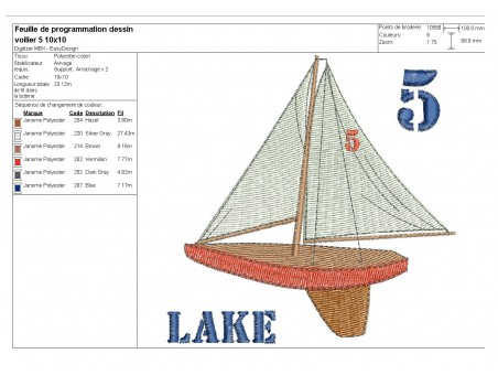 Instant download machine embroidery sailboat