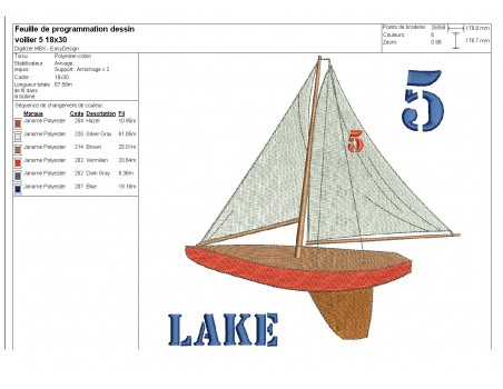 Instant download machine embroidery sailboat