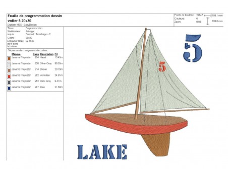 Instant download machine embroidery sailboat