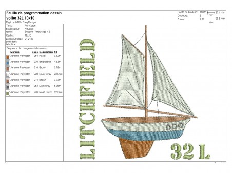Instant download machine embroidery sailboat