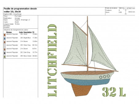 Instant download machine embroidery sailboat