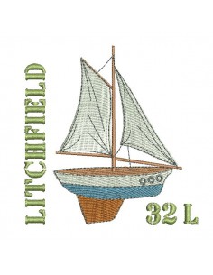 Instant download machine embroidery sailboat
