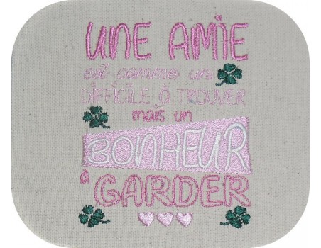 Motif de broderie machine texte  amie