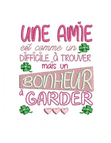 Motif de broderie machine texte  amie