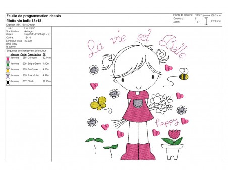 Instant download machine embroidery girl doing cutting