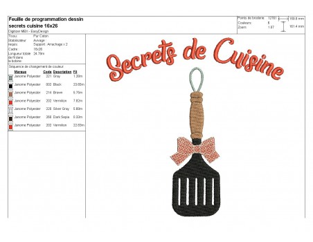 Instant download machine embroidery design family secrets flat spatula