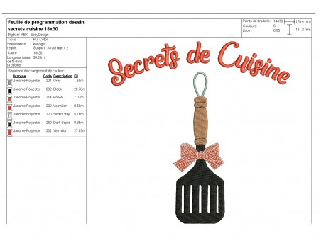 Instant download machine embroidery design family secrets flat spatula