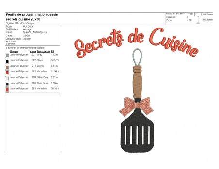 Instant download machine embroidery design family secrets flat spatula
