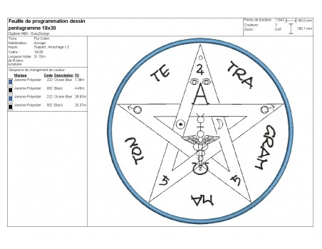 Motif de broderie machine pentagramme