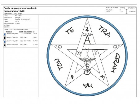 embroidery design esoteric pendulum mylar and applique