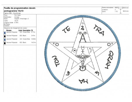 Motif de broderie machine pentagramme