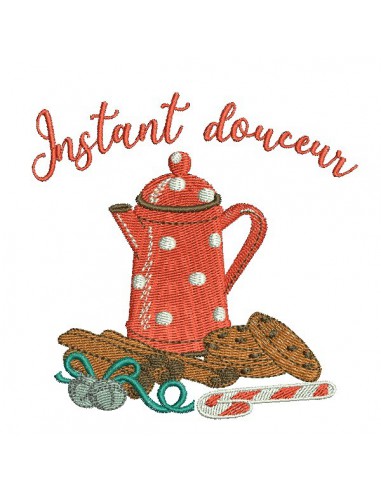 Motif de broderie machine cafetière  avec cookies