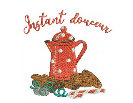 Motif de broderie machine cafetière  avec cookies