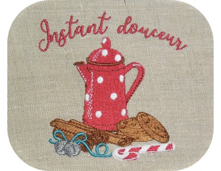 Instant download machine embroidery design christmas mug and cookies