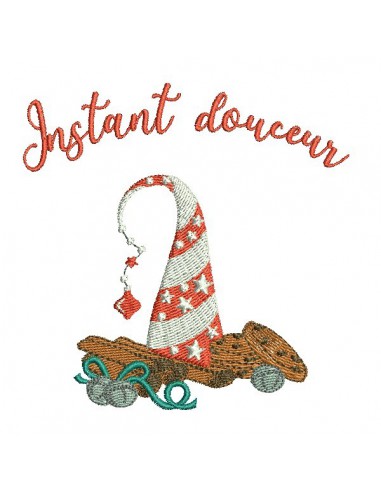 Motif de broderie machine bonnet de noël avec cookies