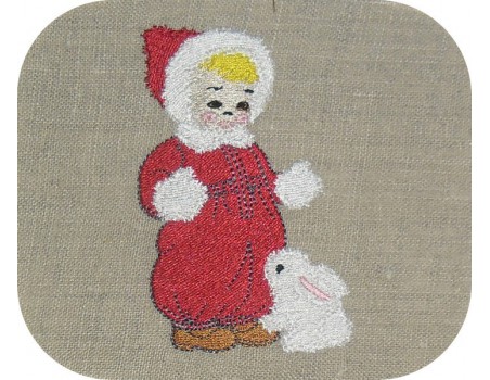 Instant download machine embroidery design little girl on a reindeer