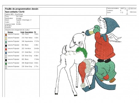 Motif de broderie machine enfants avec un faon