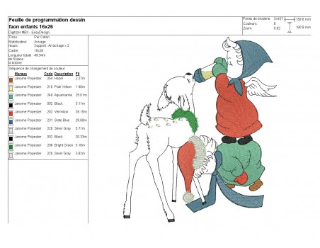 Motif de broderie machine enfants avec un faon