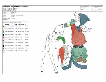 Motif de broderie machine enfants avec un faon