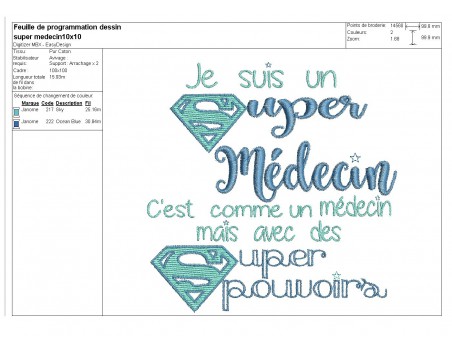 Motif de broderie super médecin