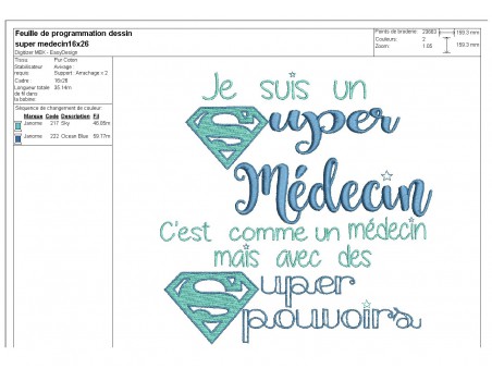 Motif de broderie super médecin