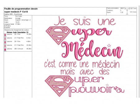 Motif de broderie super médecin