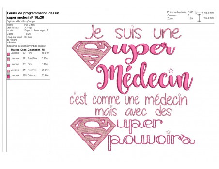 Motif de broderie super médecin