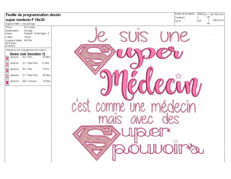 Motif de broderie super médecin