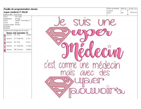 Embroidery design super doctor