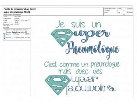 Motif de broderie super pneumolgue