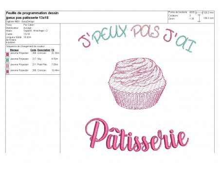 Motif de broderie machine pâtisserie