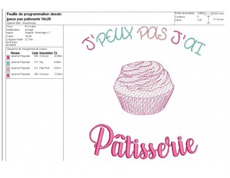 Motif de broderie machine pâtisserie