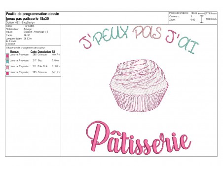 Motif de broderie machine pâtisserie