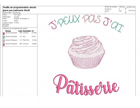 Motif de broderie machine pâtisserie