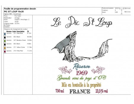Instant download machine embroidery  French wine