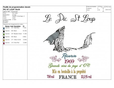 Instant download machine embroidery  French wine