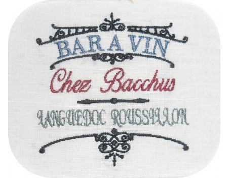 Motif de broderie machine  bar à vin