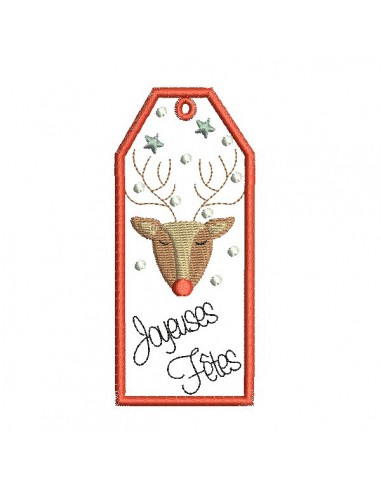Instant download machine embroidery design Christmas tree label ith