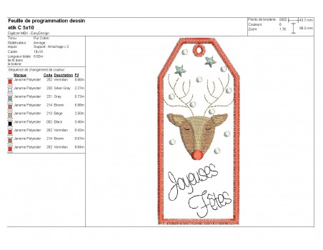 Instant download machine embroidery design Christmas tree label ith