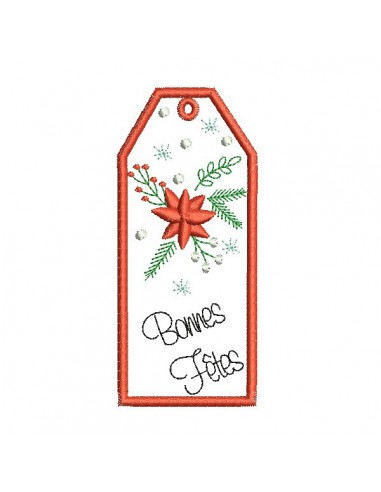 Instant download machine embroidery design Christmas deer label ith