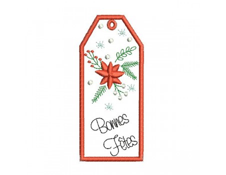 Instant download machine embroidery design Christmas deer label ith