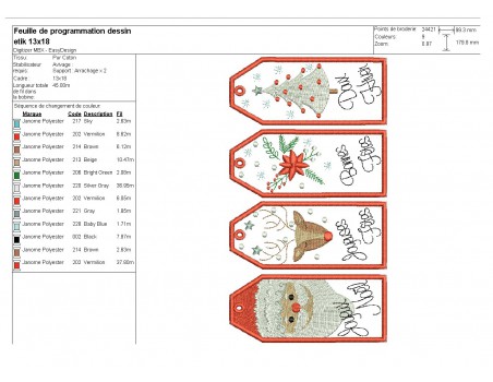 Motif de broderie machine étiquettes  de noël  ITH