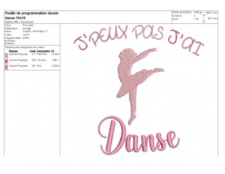 Motif de broderie machine danse