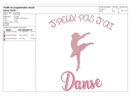 Motif de broderie machine danse