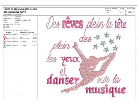 Instant download machine embroidery design dance