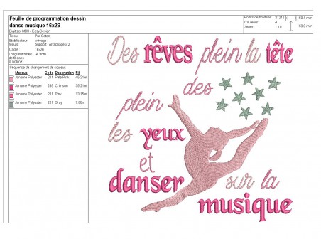 Motif de broderie machine danseuse