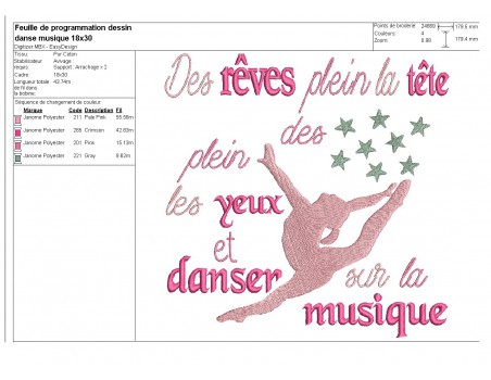 Motif de broderie machine danseuse