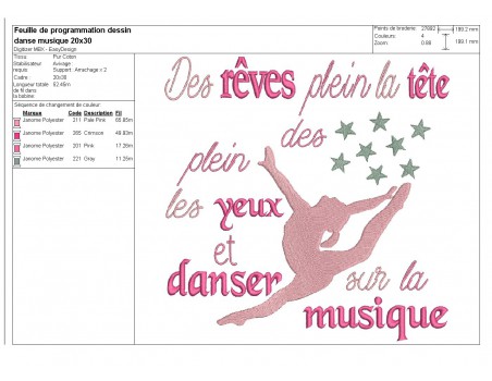 Instant download machine embroidery design dance